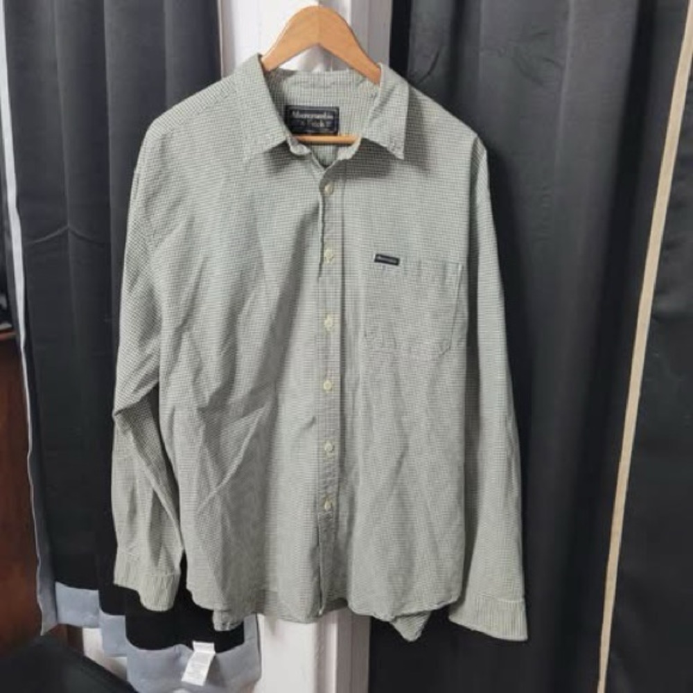 Vintage Abercrombie And Fitch Button Up Shirt Mens XL Green Blue Plaid